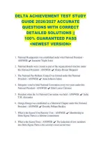 Delta Achievement Test Study &NewLine;Guide 2026&sol;2027 Accurate &NewLine;Questions With Correct &NewLine;Detailed Solutions &vert;&vert; &NewLine;100&percnt; Guaranteed Pass &NewLine;<Newest Version> 