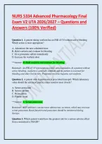 NURS 5334 Advanced Pharmacology Final Exam V2 UTA 2026&sol;2027 &ndash; Questions and Answers &lpar;100&percnt; Verified&rpar;