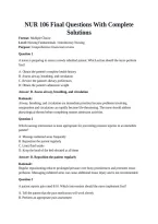 NUR 106 Final Questions With Complete Solutions