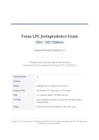 TEXAS LPC JURISPRUDENCE ACTUAL EXAM 2026&sol;2027 &vert; Complete Solution &vert; Graded A&plus; &vert; Verified Answers &vert; Pass Guaranteed&NewLine;&NewLine;