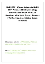 Walden University NURS 6501 Advanced Pathophysiology Midterm Exam &lpar;Weeks 1-6&rpar;&colon; Actual Practice Questions and 100&percnt; Verified Correct Answers &lpar;Updated 2025&sol;2026 Edition&rpar;