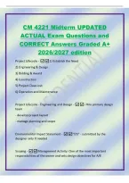 CM 4221 Midterm UPDATED&NewLine;ACTUAL Exam Questions and&NewLine;CORRECT Answers Graded A&plus;&NewLine;2026&sol;2027 edition&NewLine;Project Lifecycle - 1&rpar; Establish the Need&NewLine;2&rpar; Engineering & Design&NewLine;3&rpar; Bidding & Award&NewLine;4&rpar; Construction&NewLine;5&rpar; Project Close-out&NewLine;6&rpar; Operation and Maintenance