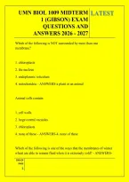 Umn Biol 1009 Midterm &NewLine;1 &lpar;Gibson&rpar; Exam &NewLine;Questions And &NewLine;Answers 2026 - 2027 