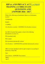 Hipaa And Privacy Act &NewLine;Training &lpar;1&period;5 Hrs&rpar; Exam &NewLine;Questions And &NewLine;Answers 2026 - 2027 