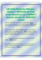CM 4222 Kimberley Williams -&NewLine;Module 1 UPDATED ACTUAL&NewLine;Exam Questions and CORRECT&NewLine;Answers Graded A&plus; 2026&sol;2027&NewLine;edition&NewLine;SELECT ALL THAT APPLY&period; The "dark side of leadership" refers to&NewLine;instances where a leader does which of the following&quest; -Violates