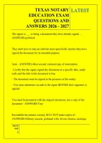 Texas Notary &NewLine;Education Exam &NewLine;Questions And &NewLine;Answers 2026 - 2027 