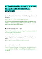Ftce Professional Education Actual&NewLine;Test Questions With Complete&NewLine;Answer Key&NewLine;