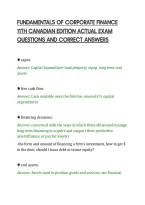 Fundamentals Of Corporate Finance&NewLine;11Th Canadian Edition Actual Exam&NewLine;Questions And Correct Answers