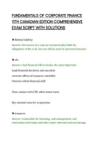 Fundamentals Of Corporate Finance&NewLine;11Th Canadian Edition Comprehensive&NewLine;Exam Script With Solutions