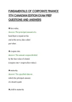 Fundamentals Of Corporate Finance&NewLine;11Th Canadian Edition Exam Prep&NewLine;Questions And Answers&NewLine;