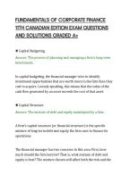 Fundamentals Of Corporate Finance&NewLine;11Th Canadian Edition Exam Questions&NewLine;And Solutions Graded A&plus;