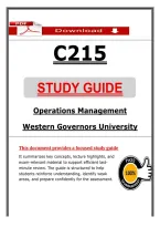 C215 Operations Management Study Guide &lpar;2026&sol;2027&rpar; &vert; WGU Exam Review & Assessment Prep