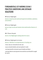 Fundamentals Of Nursing Exam 1&NewLine;Practice Questions And Detailed&NewLine;Solutions