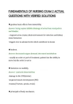 Fundamentals Of Nursing Exam 2 Actual&NewLine;Questions With Verified Solutions&NewLine;