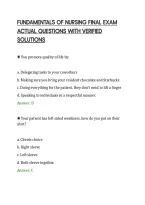 Fundamentals Of Nursing Final Exam&NewLine;Actual Questions With Verified&NewLine;Solutions