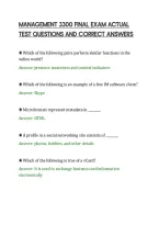 Management 3300 Final Exam Actual&NewLine;Test Questions And Correct Answers&NewLine;