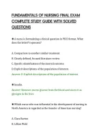 Fundamentals Of Nursing Final Exam&NewLine;Complete Study Guide With Solved&NewLine;Questions