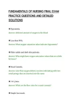 Fundamentals Of Nursing Final Exam&NewLine;Practice Questions And Detailed&NewLine;Solutions