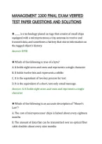 Management 3300 Final Exam Verified&NewLine;Test Paper Questions And Solutions