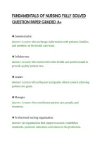 Fundamentals Of Nursing Fully Solved&NewLine;Question Paper Graded A&plus;&NewLine;