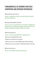 Fundamentals Of Nursing Practice&NewLine;Questions And Detailed Rationales&NewLine;