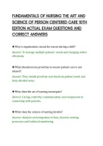 Fundamentals Of Nursing The Art And&NewLine;Science Of Person Centered Care 10Th&NewLine;Edition Actual Exam Questions And&NewLine;Correct Answers