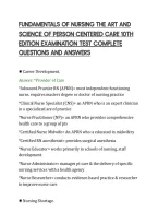Fundamentals Of Nursing The Art And&NewLine;Science Of Person Centered Care 10Th&NewLine;Edition Examination Test Complete&NewLine;Questions And Answers