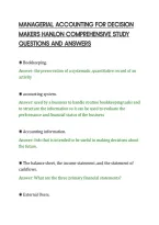 Managerial Accounting For Decision&NewLine;Makers Hanlon Comprehensive Study&NewLine;Questions And Answers