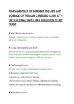 Fundamentals Of Nursing The Art And&NewLine;Science Of Person Centered Care 10Th&NewLine;Edition Final Paper Full Solution Study&NewLine;Guide