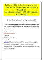 BSN 346 HESI-Style Exam &lpar;2026&rpar; &vert;100&NewLine;Question Practice Exam with Answers & &NewLine;Rationales &NewLine;Nightingale College &vert; BSN 346&colon; Concepts &NewLine;of Nursing III 