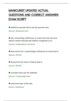Manicurist Updated Actual&NewLine;Questions And Correct Answers&NewLine;Exam Script&NewLine;