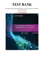 Spreadsheet Modeling and Decision Analysis&colon; A Practical Introduction to Business Analytics&comma; 9th Edition &mdash; by Cliff Ragsdale &vert; Complete Test Bank &lpar;Chapter 1-15&rpar;