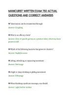 Manicurist Written Exam 750 Actual&NewLine;Questions And Correct Answers
