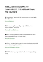 Manicurist Written Exam 750&NewLine;Comprehensive Test Paper Questions&NewLine;And Solutions