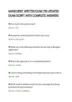Manicurist Written Exam 750 Updated&NewLine;Exam Script With Complete Answers&NewLine;