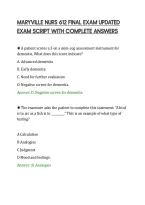 Maryville Nurs 612 Final Exam Updated&NewLine;Exam Script With Complete Answers&NewLine;