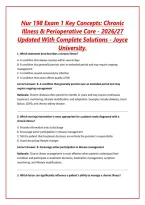 Nur 198 Exam 1 Key Concepts&colon; Chronic Illness & Perioperative Care - 2026&sol;27 Updated With Complete Solutions - Joyce University&period;