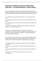 Multiple Sclerosis Practice Questions 2026&sol;2027 &ndash; Ms Exam Review & Study Guide