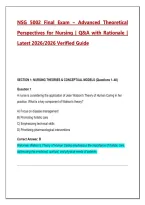 NSG 5002 Final Exam 2026&sol;2027 &ndash; Advanced Theoretical Perspectives for Nursing &vert; 200 Practice Q&A with Detailed Rationales &vert; Comprehensive Study Guide