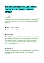 Master Plumber Actual Test Paper&NewLine;Questions And Answers Verified&NewLine;Review