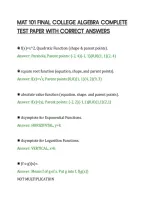 Mat 101 Final College Algebra Complete&NewLine;Test Paper With Correct Answers&NewLine;