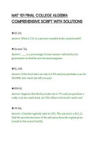Mat 101 Final College Algebra&NewLine;Comprehensive Script With Solutions&NewLine;