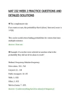 Mat 232 Week 2 Practice Questions And&NewLine;Detailed Solutions&NewLine;