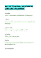 Mat 240 Exam Script With Verified&NewLine;Questions And Answers&NewLine;