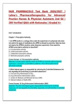 NUR Pharmacology Test Bank 2026&sol;2027 &ndash; 200 Practice Q&A with Detailed Rationales &vert; Lehne&rsquo;s Pharmacotherapeutics for Advanced Practice Nurses & Physician Assistants&comma; 2nd Ed&period;