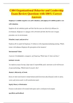 C484 Organizational Behavior and Leadership&NewLine;Exam Review Questions with 100&percnt; Correct&NewLine;Answers