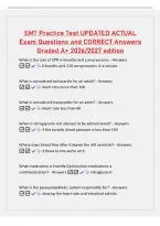 EMT Practice Test UPDATED ACTUAL&NewLine;Exam Questions and CORRECT Answers&NewLine;Graded A&plus; 2026&sol;2027 edition&NewLine;What is the rate of CPR in breaths and compressions&colon; - Answers&NewLine; 6 breaths and 110 compressions in a minute&NewLine;What is considered tachycardic for an adult&quest; - 