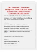 EMT - Chapter 16 - Respiratory&NewLine;Emergencies UPDATED ACTUAL Exam&NewLine;Questions and CORRECT Answers&NewLine;Graded A&plus; 2026&sol;2027 edition&NewLine;A conscious and alert 29-year-old female with a history of asthma&NewLine;complains of difficulty breathing that began after her morning 