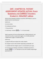 EMT- CHAPTER 10- PATIENT&NewLine;ASSESSMENT UPDATED ACTUAL Exam&NewLine;Questions and CORRECT Answers&NewLine;Graded A&plus; 2026&sol;2027 edition&NewLine;Which of the following conditions would be LEAST likely to cause an&NewLine;altered level of consciousness&quest;&NewLine;Select one&colon;&NewLine;A&period; Acute anxiety&NewLine;B&period; I