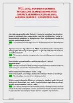 Wgu D570&sol; Wgu D570 Cognitive&NewLine;Psychology Exam Questions With&NewLine;Correct Verified Solutions 100&percnt;&NewLine;Already Graded A&plus; Guaranteed Pass